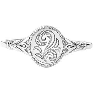 Jewelers Stainless Steel Leaf Flower Signet Style Wedding Statement